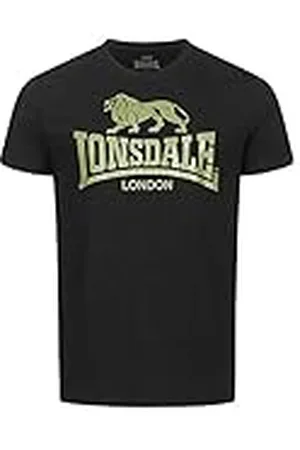 Lonsdale London Logo Camiseta, Negro y Verde Oliva, 3XL Hombres