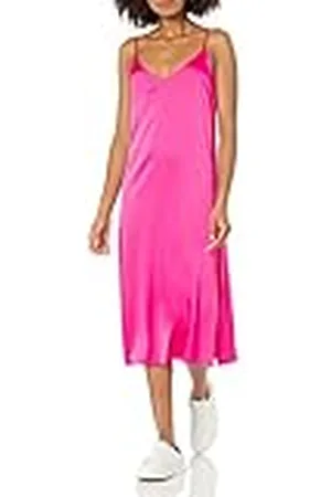 THE DROP Ana Silky vestido de cuello en V Midi Slip para Mujer, , 4XL Grande