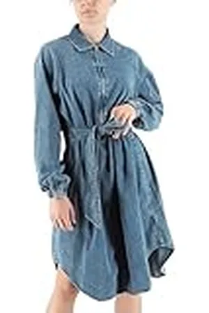 Replay Vestido Vaquero Manga Larga con Cinturón Mujer, Azul (Medium Blue 009), M