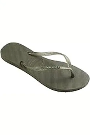 Havaianas Slim Logo Metallic, Sandalias Mujer, Green, 33/34