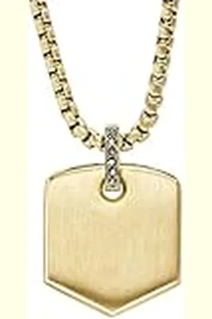Fossil Hombre Necklace Heritage, Collar con Colgante de Acero Inoxidable