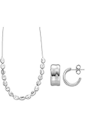 Skagen Collar y Pendientes de Mujer Anja Pebbles en Acero Inoxidable de Tono Plateado, Set