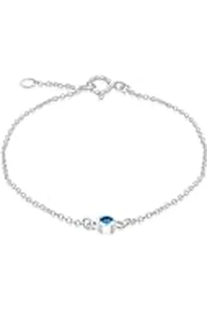 Amazon Pulsera ajustable de esterlina con circonita azul claro, piedra natal de diciembre, 16 a 18 cm