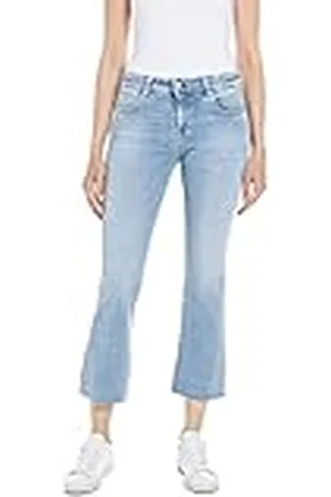 Replay Faaby Flare Crop Jeans, 010 Azul Claro, 24W x 26L para Mujer