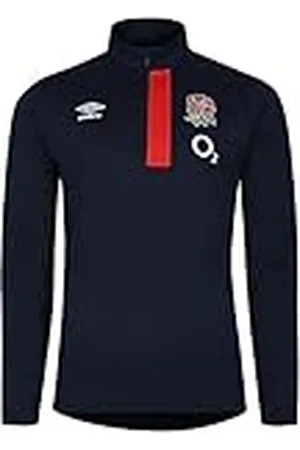 Umbro England - Chaqueta de Forro Polar con Media Cremallera (2S), Azul Marino/Escarlata, XL