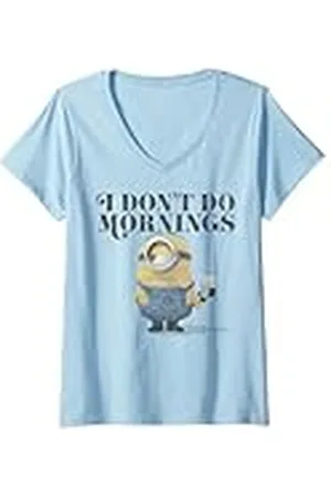 Minions Mujer Minions, no salgo por las mañanas Camiseta Cuello V