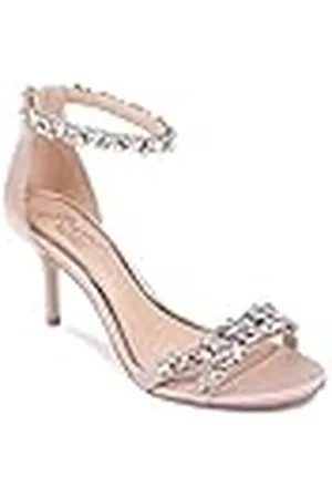 Badgley Mischka Caroline, Zapatos con Tacon y Correa de Tobillo Mujer, Beige (Champagne Satin 256), 37 EU