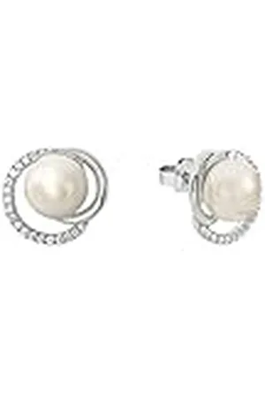 JOOP! Pendientes de plata de ley 925 para mujer, con circonita cúbica sintética, con perla cultivada de agua dulce, 1.2 cm, plata, Se entrega en caja de regalo