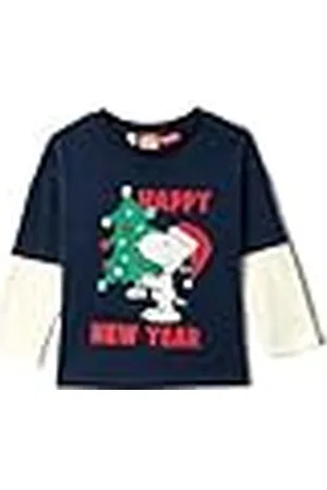 Koton New Year Themed Snoopy Printed Licensed T-Shirt Double Layer Long Sleeve Crew Neck, Camiseta Niños Bebes,