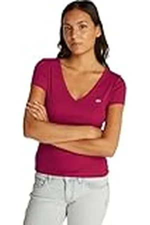 Tommy Hilfiger TJW Slim Essential Rib V SS DW0DW17385 Camiseta S/S, , XXS para Mujer