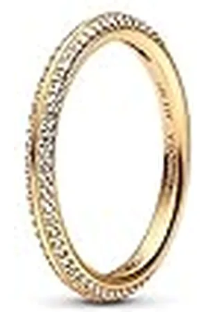 PANDORA ME Anillo chapado en oro de 14 quilates con circonitas cúbicas transparentes, talla 56