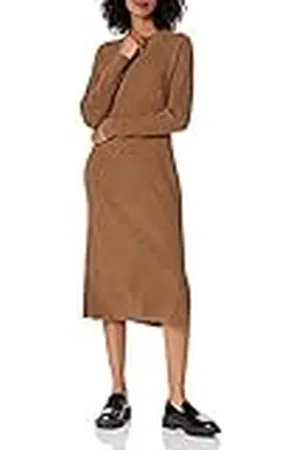 THE DROP Vestido Renata para mujer, corte midi, en canalé, XL (color )