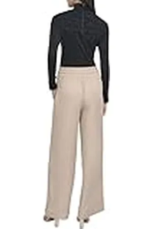 DKNY Pull On Wide Leg Twill Pant Pantalones, , XXS Mujeres