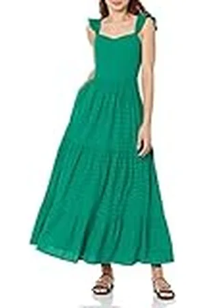 THE DROP Tulsi Vestido Largo con Mangas de Volantes y Ojal para Mujer, , XL
