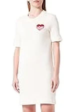 Moschino Parche de Manga Corta en Forma de T Personalizado con Bordado de Amor tormenta de Punto con Efecto de corazón Vestido, , 48 para Mujer