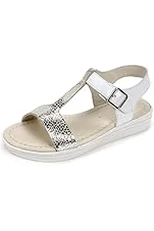 Garvalin 172625, Sandalias con Plataforma Plana Mujer, Blanco (White/Plata/Sauvage/Lamina), 36 EU
