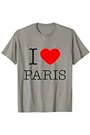 BAHAA I Love Pairs Graphic Tees - Paris Novelty Graphic Camiseta Unisex-Adultos, Niños Gris Talla S Manga Corta Camisa