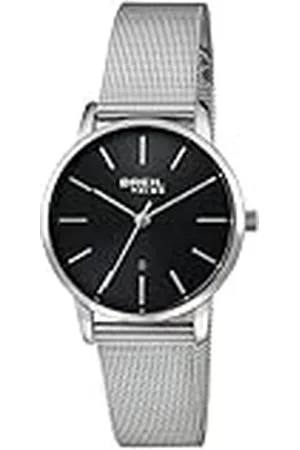 Breil Reloj DE Mujer Avery Mono-Clock dial Black Time Only Movement - 3 LANCHE Quartz and Mesh Silver Steel EW0459