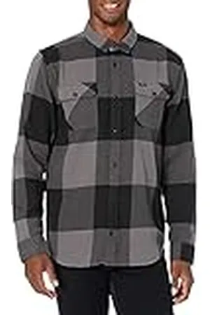 RVCA Flanella Camisa Abotonada, L/S Franela/Humo, L para Hombre