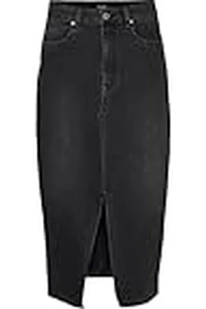 VERO MODA Falda Vaquera de Mezclilla hasta la Pantorrilla con Abertura Falda Maxi 5 Bolsillos, Color: , Talla:S