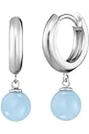 Engelsrufer Pendientes de aro para mujer de plata de ley con colgante de piedra de estraza, cierre de ranura, sin níquel, Ø13 mm, Plata de ley, No es una piedra preciosa