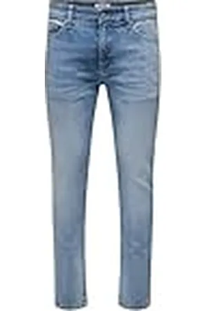 Only & Sons ONLY&SONS Vaqueros Ajustados Hombre Lavado Claro Cintura Baja 5 Bolsillos Cremallera, Color: , Talla de pantalón:30W / 30L, Largo de la Pierna:L30