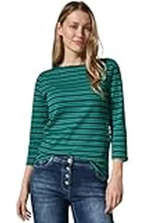 CECIL B319894 Camiseta de Rayas, Verde petróleo, XS Mujeres