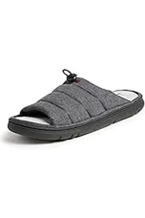 Dearfoams Adrian Quilted Memory Foam Sweatshirt Slide, Pantuflas Hombre, Black, Small