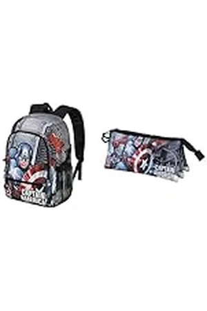 KARACTERMANIA Capitán América Defender Mochila Fight + Portatodo Triple FAN 2.0