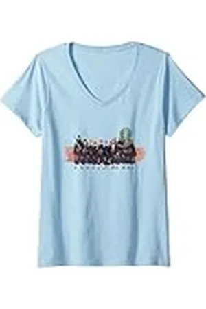 Naruto Mujer Shippuden Retro Akatsuki Group Front and Back Anime Camiseta Cuello V