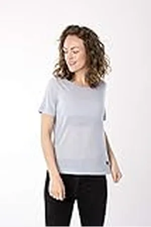 Supernatural Camiseta Fina de Manga Corta para Mujer, con Lana de Merino, W Essential Scoop tee, Mujer, SNW011270K36S, , Small