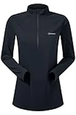 Berghaus Camiseta técnica de Maternidad de Manga Larga con Media Cremallera 24/7 para Mujer, Color Azabache, Talla 12 de Reino Unido
