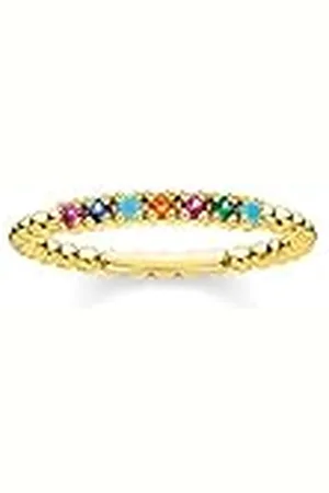 Thomas Sabo Anillo bolas piedras de colores plata chapada en oro TR2323-488-7-58
