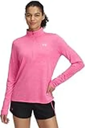 Under Armour Tech 1/2 Zip-Twist Camiseta, Super Pink/Whit, M para Mujer