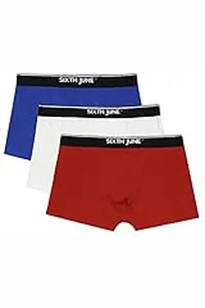 Sixth June Boxer Lote de 3 Ropa Interior de Hombres, Azul/Rojo/Blanco, S