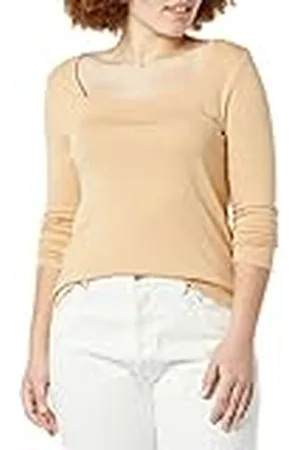 Amazon Camiseta Entallada de Manga Larga y Escote Cuadrado Mujer, , M