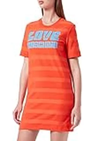 Moschino Vestido de Manga Corta en Forma de T de Jacquard a Rayas, , 42 para Mujer