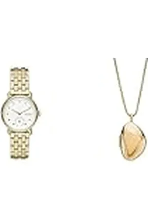 Skagen Reloj Kuppel para señora y Collar de Cadena Kariana, Movimiento de Dos manecillas, acero Inoxidable Tono Dorado