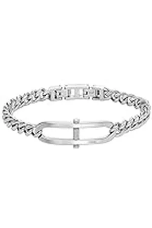 Fossil Pulsera para Hombre Heritage, Cadena de Acero Inoxidable de eslabones en D, longitud: 185 mm + 15 mm, ancho: 44,4 mm, altura: 16,8 mm, JF04468040
