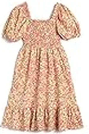Koton Midi Dress Flower Printed Puff Sleeve Gimped Detail, Vestido niñas,