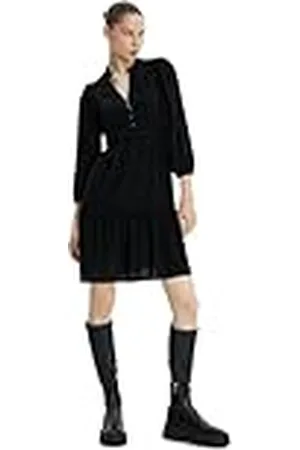 Koton Vestido en Capas con Botones y Manga Larga con Cuello en V, , 40 para Mujer
