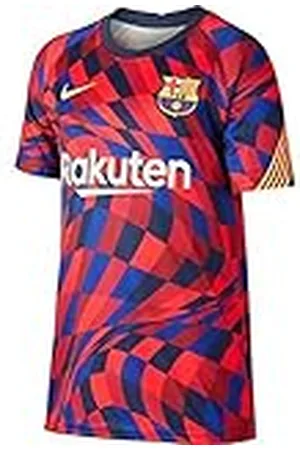 Nike FC Barcelona Temporada 2020/21-FCB Y NK Dry Top SS PMCD5861-658 Camiseta, Niño, University Red/University Red/Amarillo/Amarillo Full Sponsor-hme, S