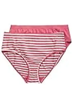 Ulla Popken Slip, 2er-Pack, Ringel/Uni, Biobaumwolle Ropa Interior, , 50-52 Mujeres