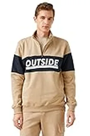 Koton Sudadera Estampada con Cuello y Media Cremallera, , L para Hombre