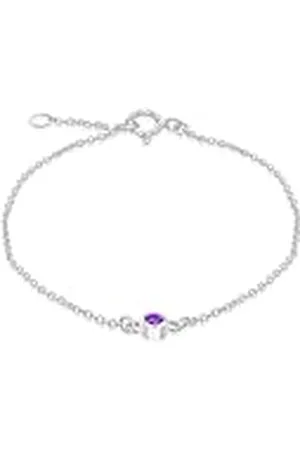 Amazon Pulsera ajustable de esterlina con circonita púrpura, piedra natal de febrero, 16 a 18 cm