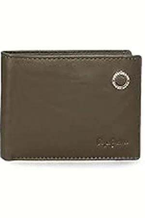 Pepe Jeans Badge Cartera horizontal con monedero Verde 11,5x8x1 cms Piel