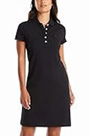 Nautica Easy Classic-Vestido Polo de algodón elástico de Manga Corta Informal, , Small para Mujer