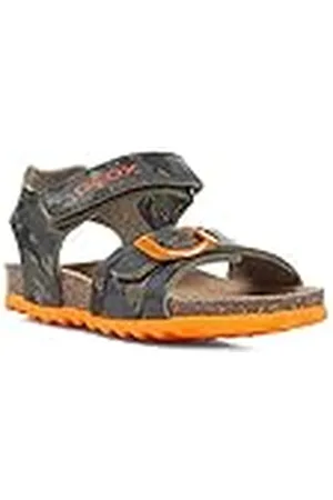 Geox B SANDAL CHALKI BOY, Sandalia para Bebé-Niños, MILITARY/ORANGE, 20 EU