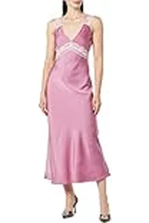 THE DROP Valentina Vestido Lencero con Encaje para Mujer, , XS