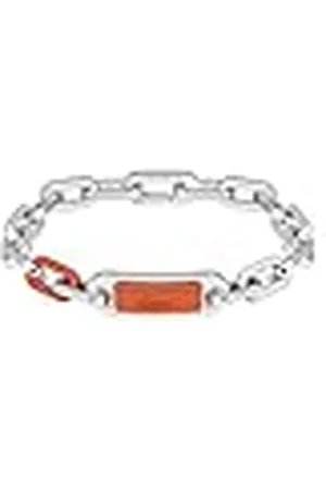 Lacoste CREW Collection 2040369 - Pulsera de cadena de acero inoxidable con placa grabada para hombre, talla única, Acero inoxidable, No es una piedra preciosa